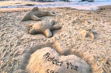 Sandburg am Strand