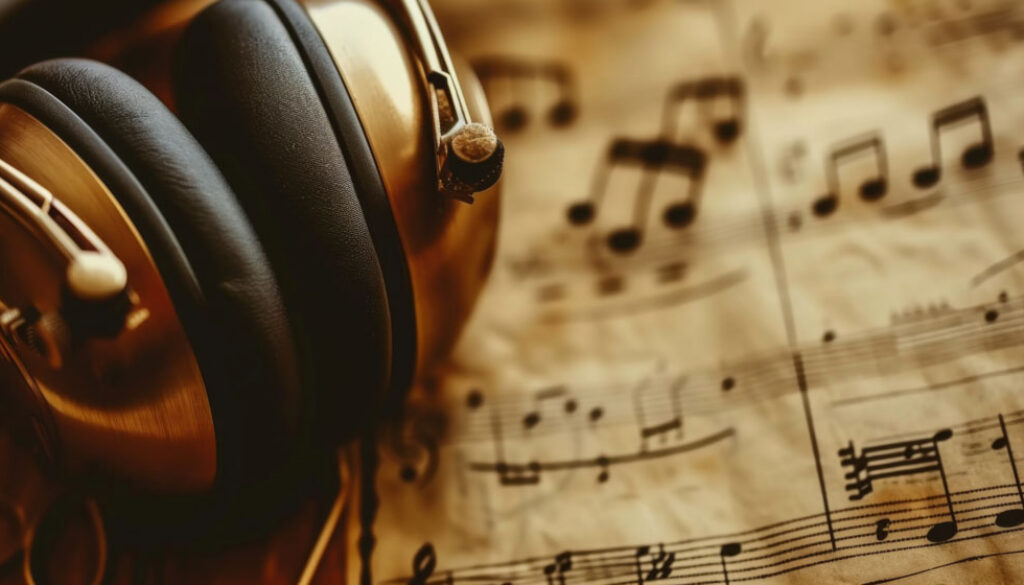 pair-headphones-with-music-notes-sheet-paper