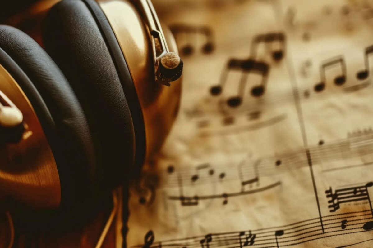 pair-headphones-with-music-notes-sheet-paper