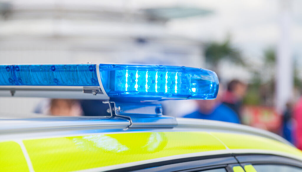 blue light bar on a swedish police vehicle