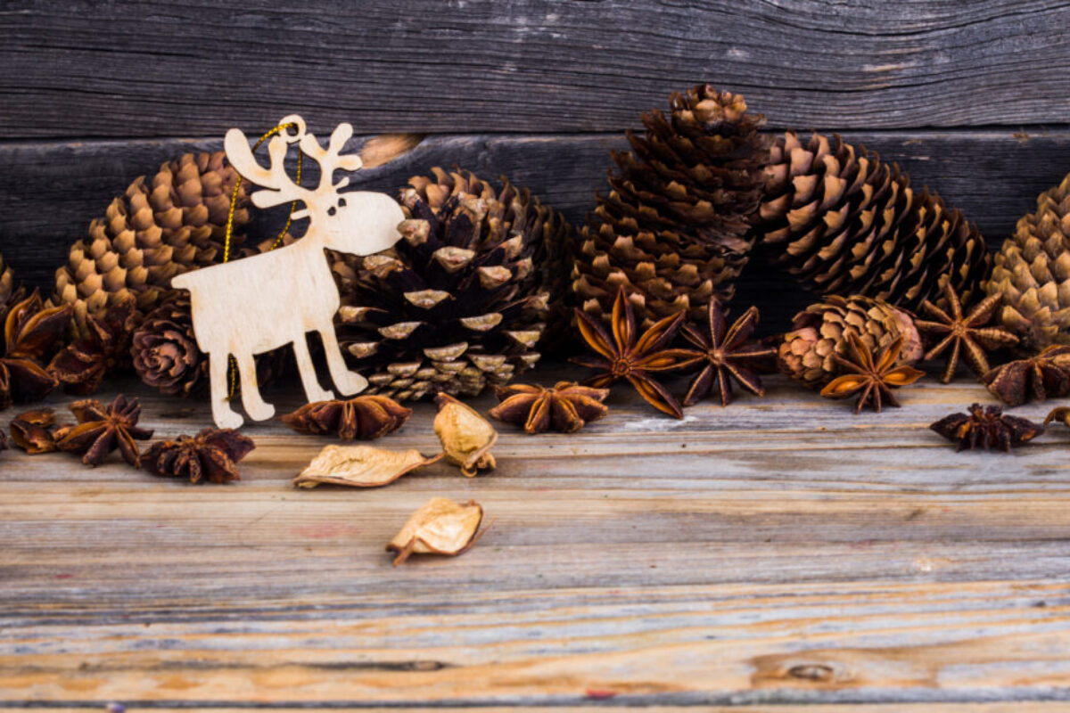 Christmas, holiday decorations, on wooden background