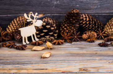 Christmas, holiday decorations, on wooden background