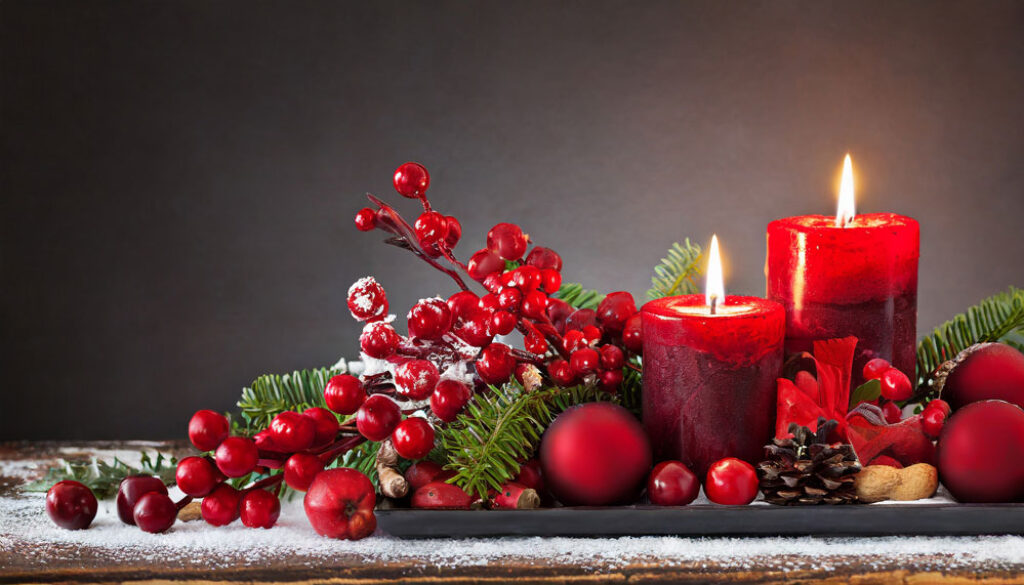 dark-red-advent-decoration-with-lit-candles-berrie-decoration